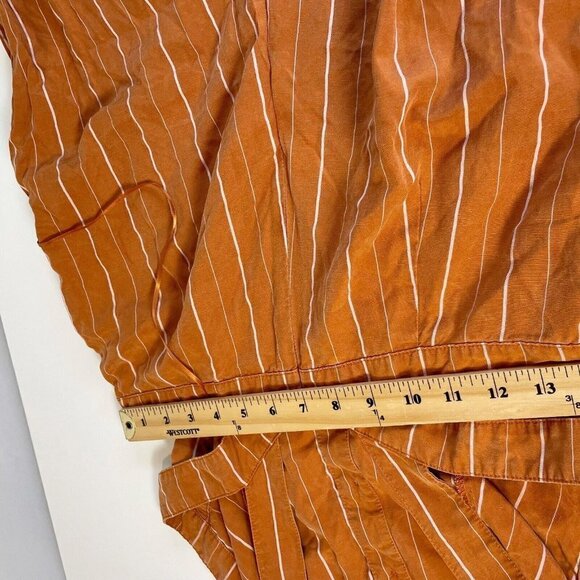 ASTR Womens Baseline Wide Leg Jumpsuit Linen Orange Striped L Backless Cutout - Picture 9 of 12